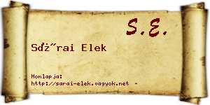 Sárai Elek névjegykártya